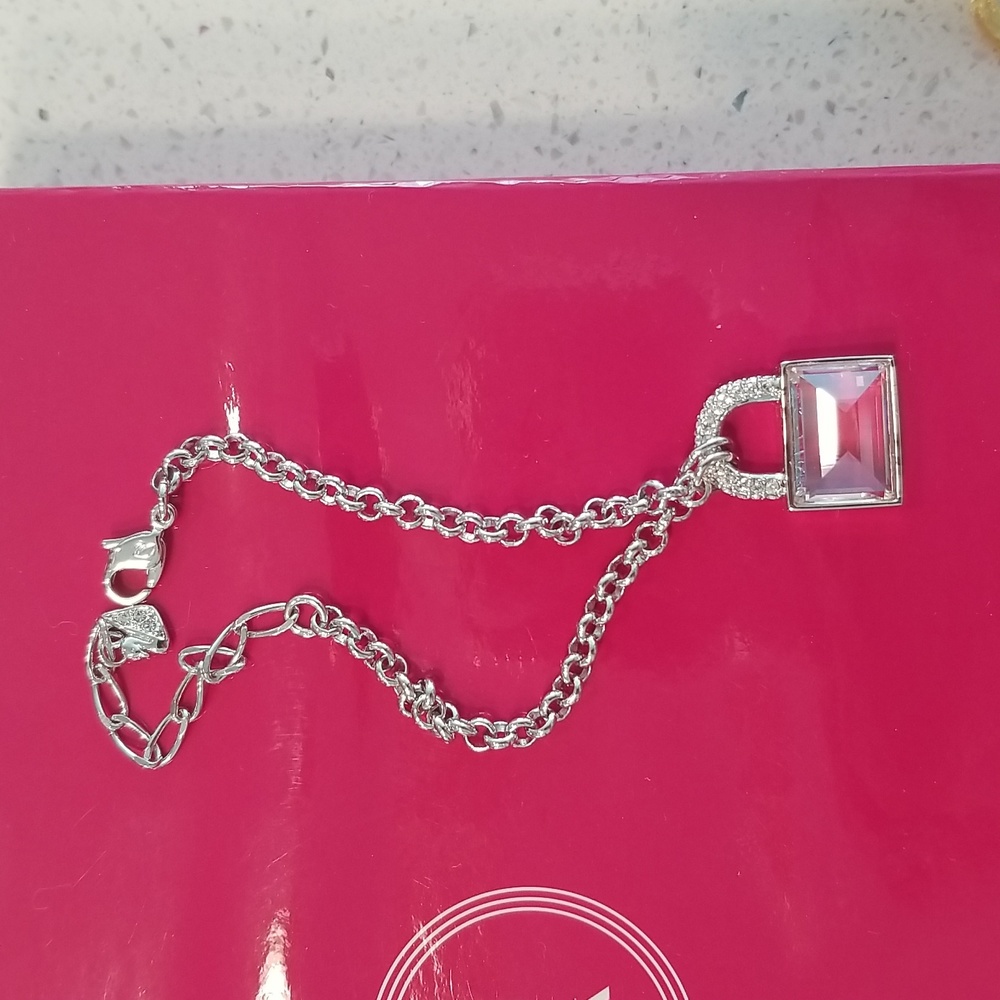 Swarovski Silver Padlock Bracelet with Clear Crystal